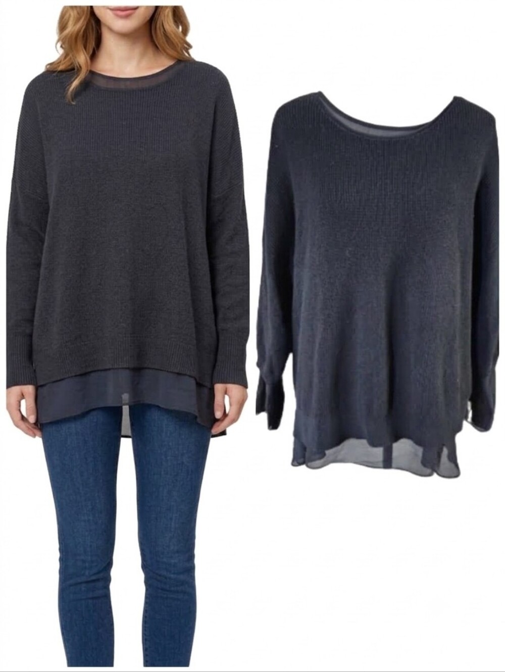 Jennifer Lopez black sweater And blouse combo Women's size extra large XL